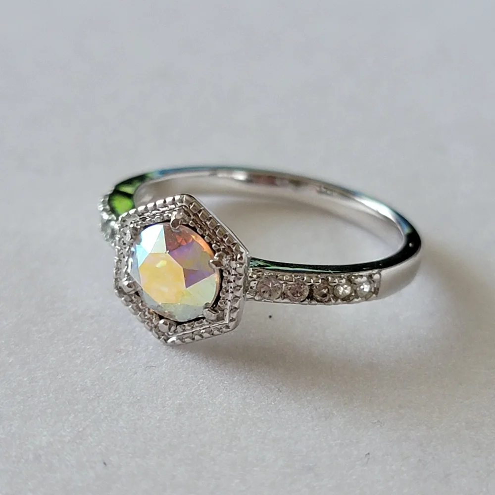 Fragrant Jewels Sparkling Irridescent Hexagon Ring